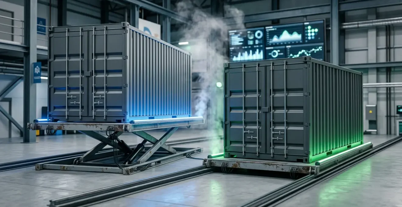 Professional editorial photograph depicting enterprise container orchestration and seamless deployment workflow