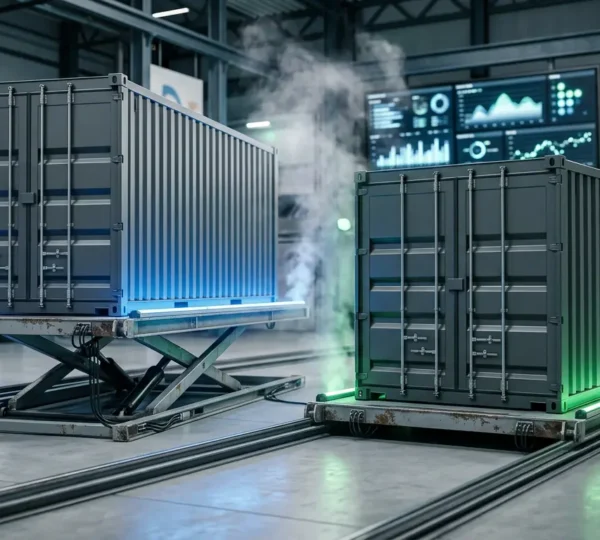 Professional editorial photograph depicting enterprise container orchestration and seamless deployment workflow