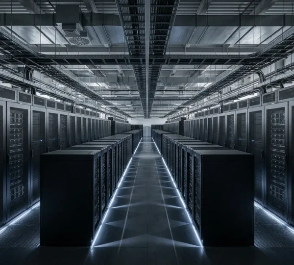 Abstract representation of high-performance data storage architecture with distributed systems at massive scale