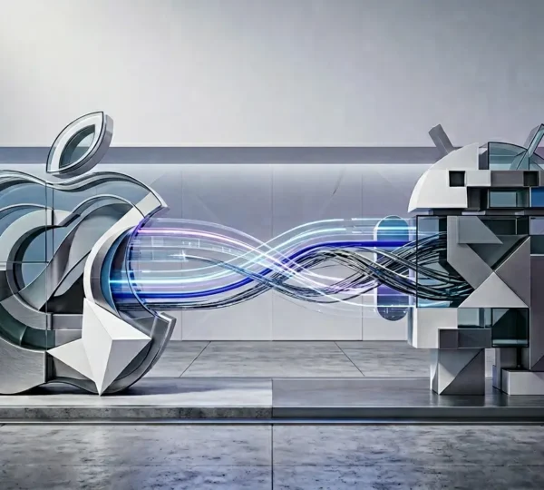 Abstract visualization of cross-platform mobile development with unified codebase architecture