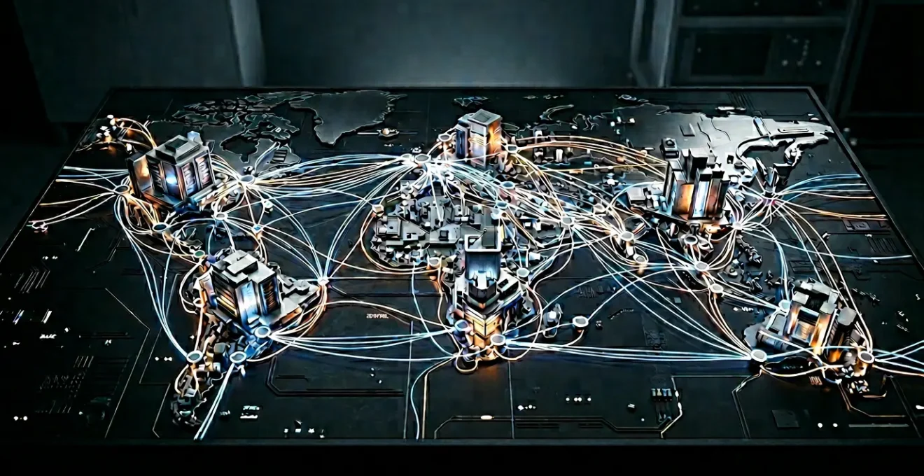 Multi-cloud infrastructure architecture with distributed network connections spanning multiple data center regions