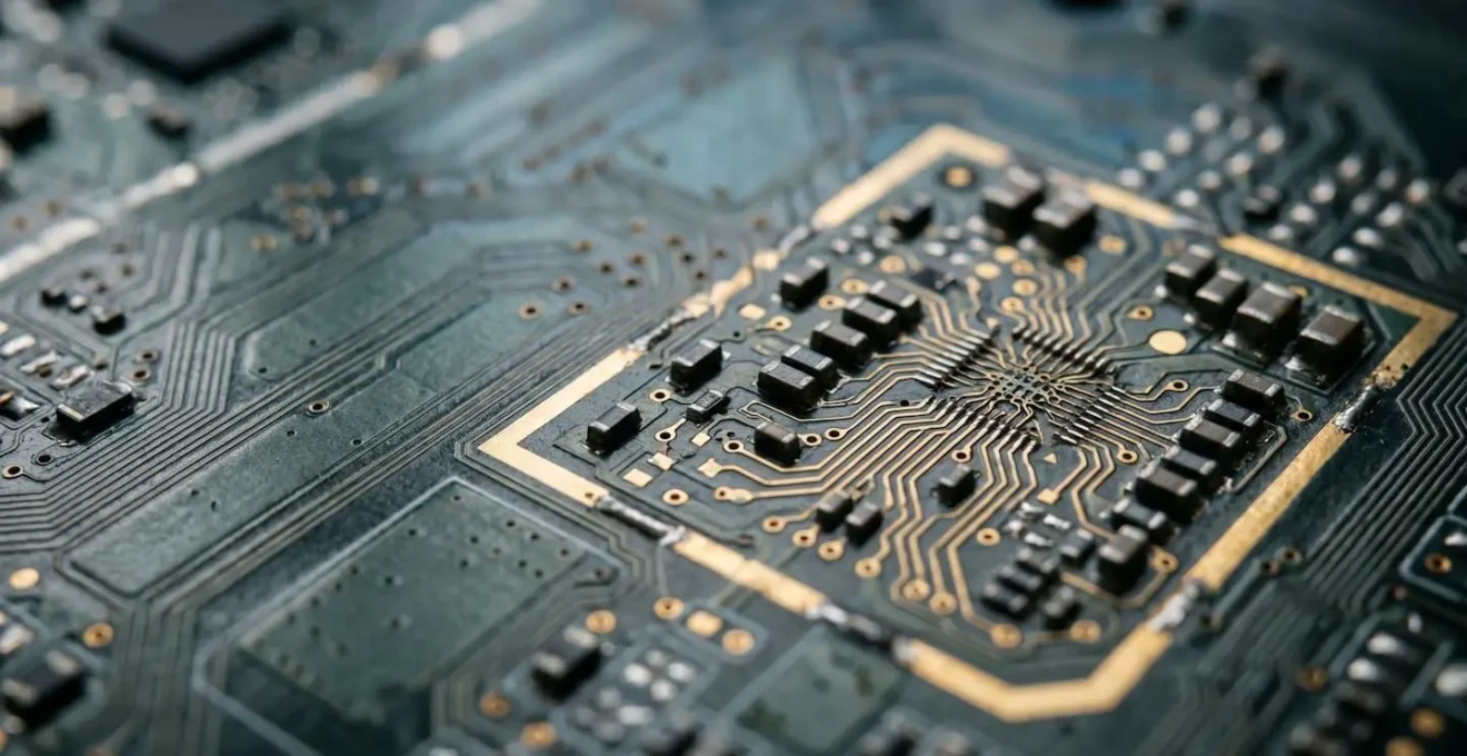 Macro view of integrated circuit pathways representing automated policy enforcement in development pipelines