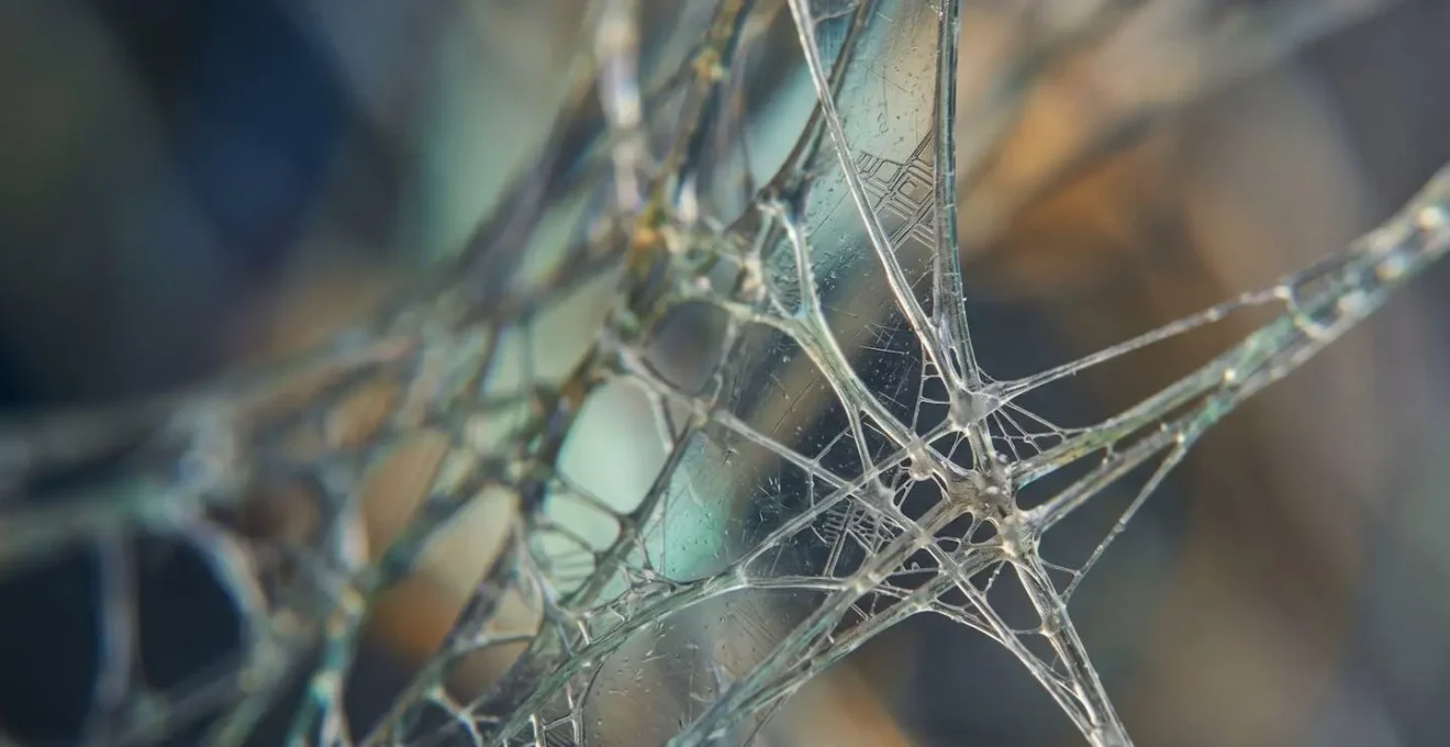 Extreme macro photograph showing intricate patterns and textures representing complex behavioral data connections