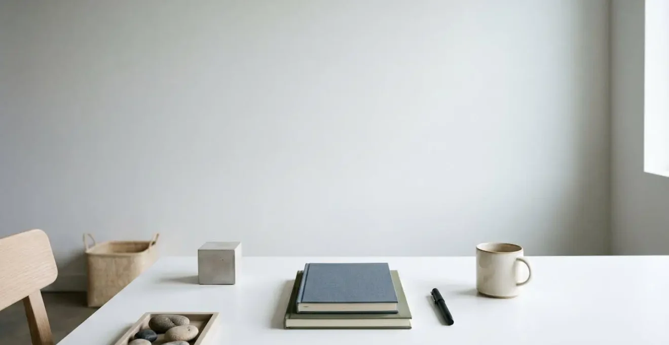 Environmental minimalist shot of organized workspace symbolizing clean data management