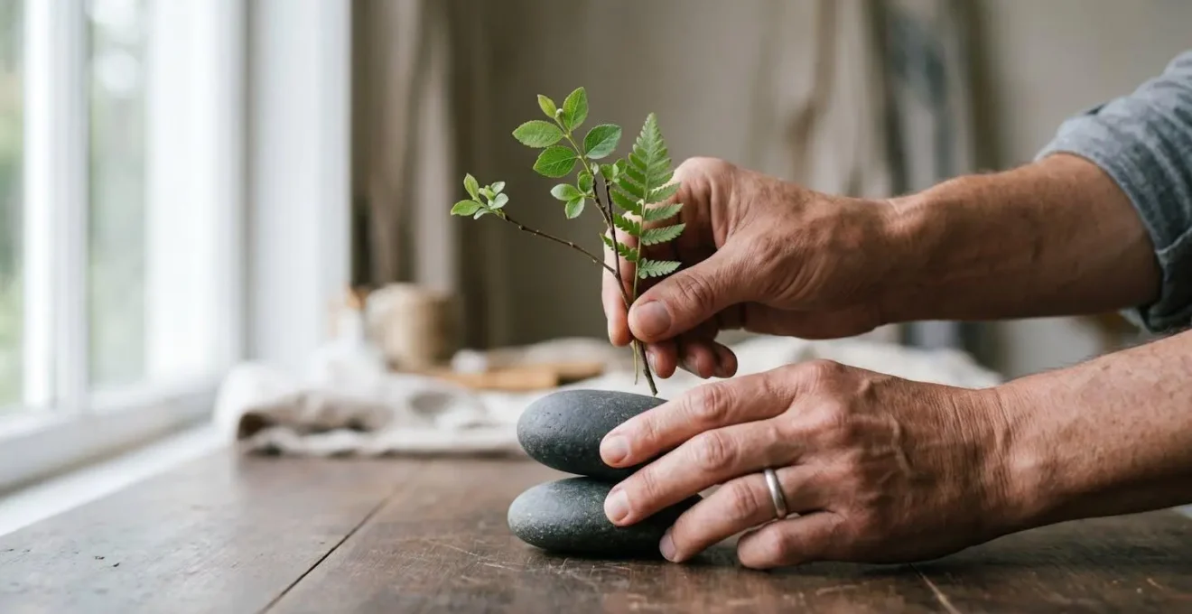 Human hands working with natural materials symbolizing the balance between leading and lagging business indicators