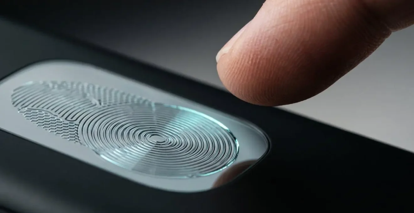 Close-up view of biometric authentication mechanism demonstrating advanced verification technology