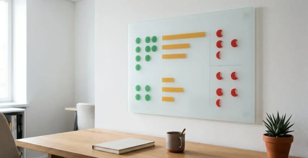 Clean minimalist dashboard visualization emphasizing instant comprehension and visual hierarchy